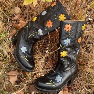 DANDELIE Black Flower Boots